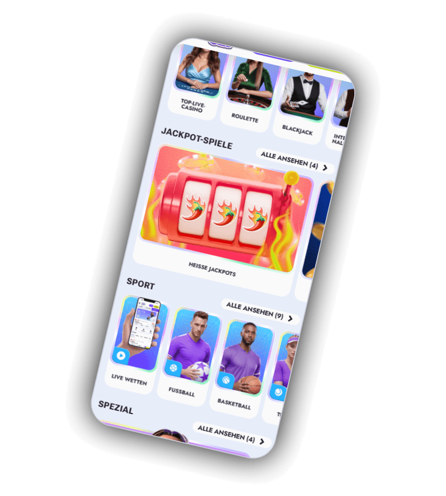 Vipsta Casino -Benutzeroberfläche DE